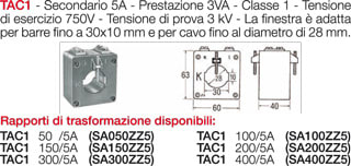 TRENDFIN SRL TRDSA100ZZ5 RIDUTTORE DI CORRENTE TAC1 - 100/5
