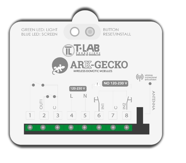 AUTOMA SRL ( T- LAB) TBLARK-GECKO MODULO DOMOTICO WIRELESS-BD 2IN 2OUT 7A2