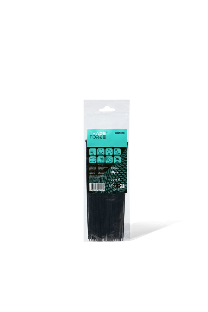 TRADEFORCE - TDM0000460061 FASCETTA UV NERA IN-OUT 200X2.5MM 100PZ