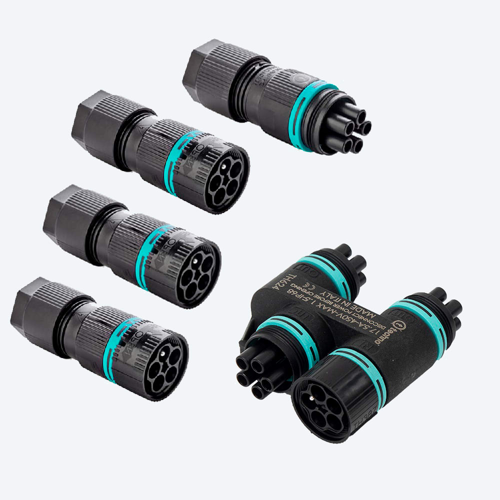 TECHNO SRL - TLHTHH.624.A5A.L.R Distributore di corrente Presa e Spina 5p Vite D6-13.5 IP68