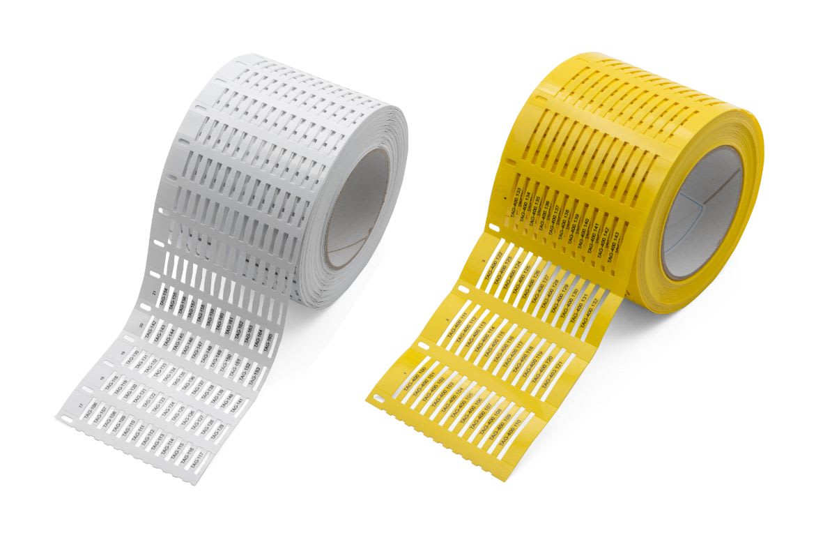 CEMBRE SPA - CEM44043B TARGHETTE SEGNACAVO CON TUBETTO, SERIE FLAT, PREFUSTELLATE, PER TUBETTI PMF, IN PVC RIGIDO