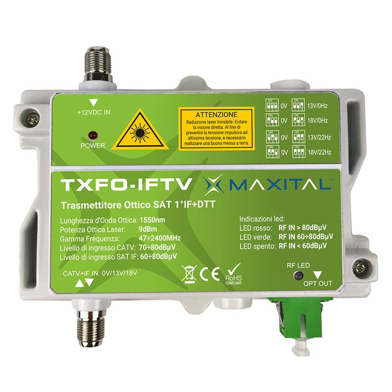 FTE MAXIMAL ITALIA S FTETXFO-IFTV TXFO-IFTV TRASMETTITORE F.O. SAT 1 IF +