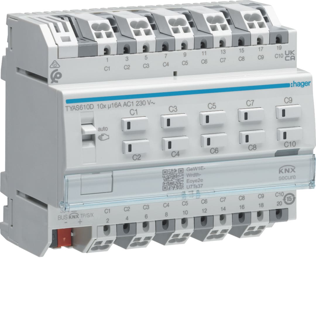 HAGER HAGTYAS610D MOD.KNX-SEC 10 OUT 16A AC1 230V CLOAD 6M