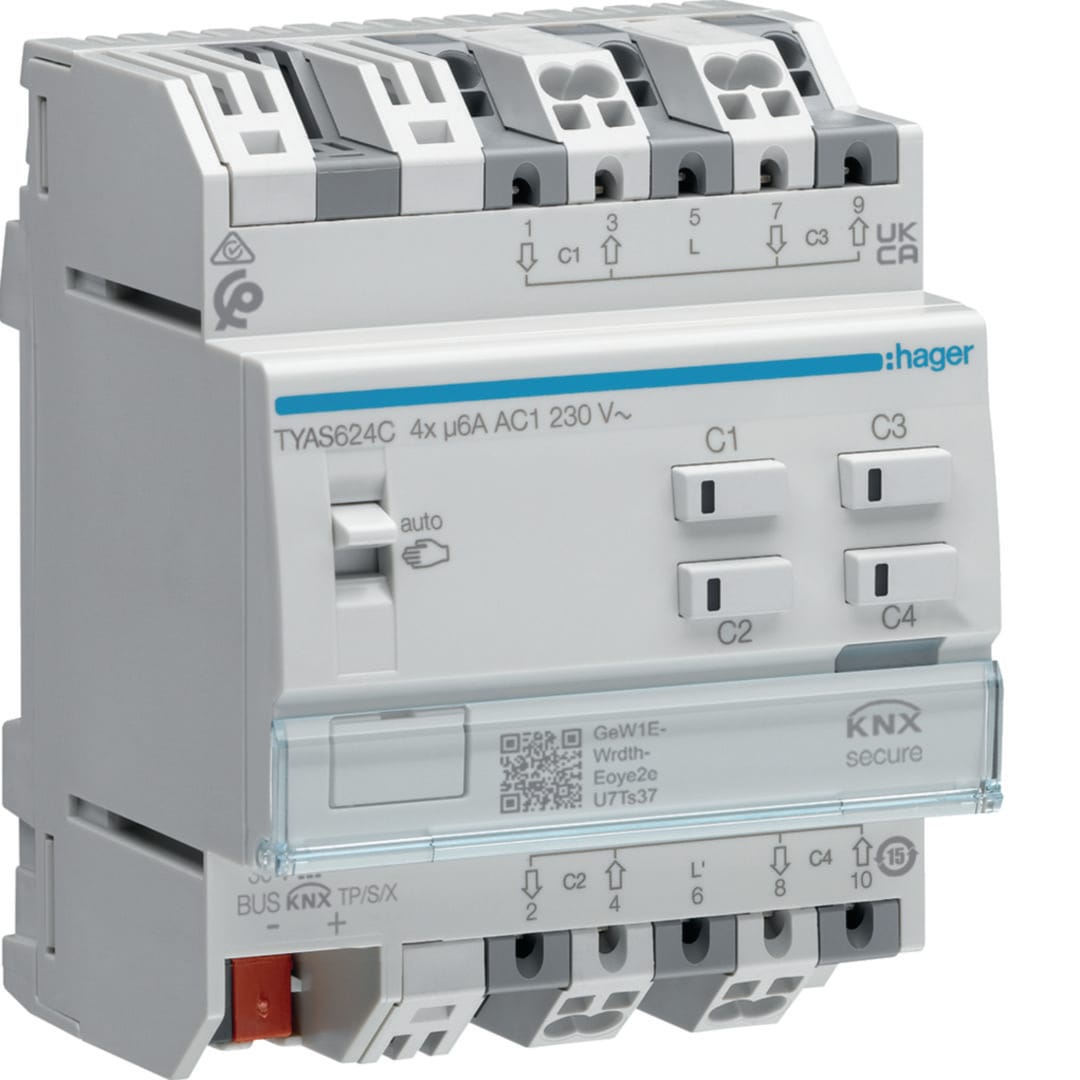 HAGER HAGTYAS624C MOD.KNX-SEC VENEZ 4 OUT 6A AC1 230V - 4M