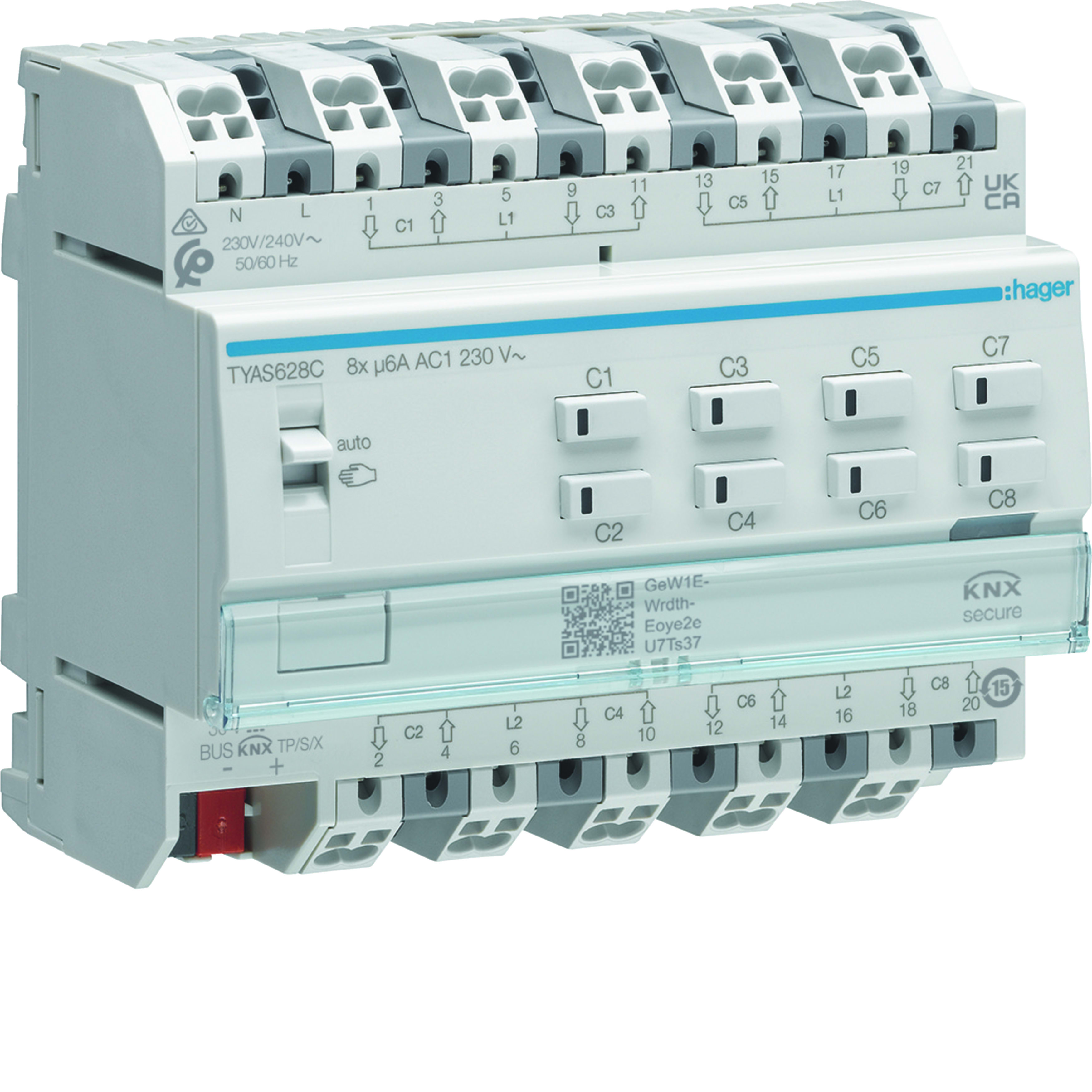 HAGER - HAGTYAS628C MOD.KNX-SEC VENEZ 8 OUT 6A AC1 230V - 6M