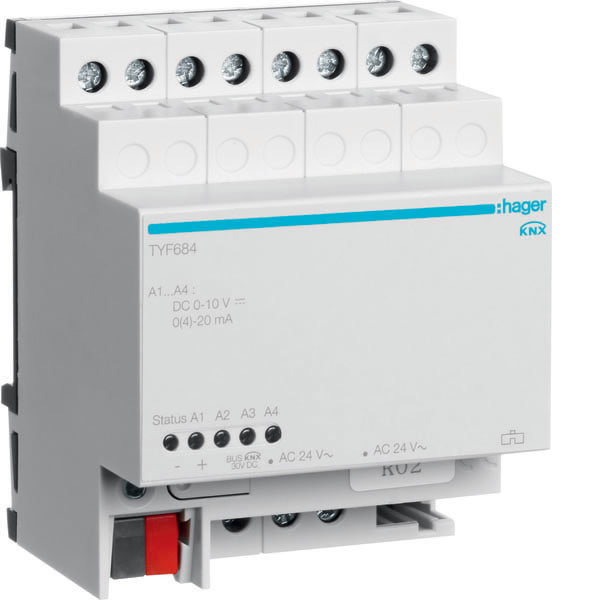 HAGER - HAGTYF684 MODULO KNX TP 4 OUT ANALOGICHE 4M - 24VA