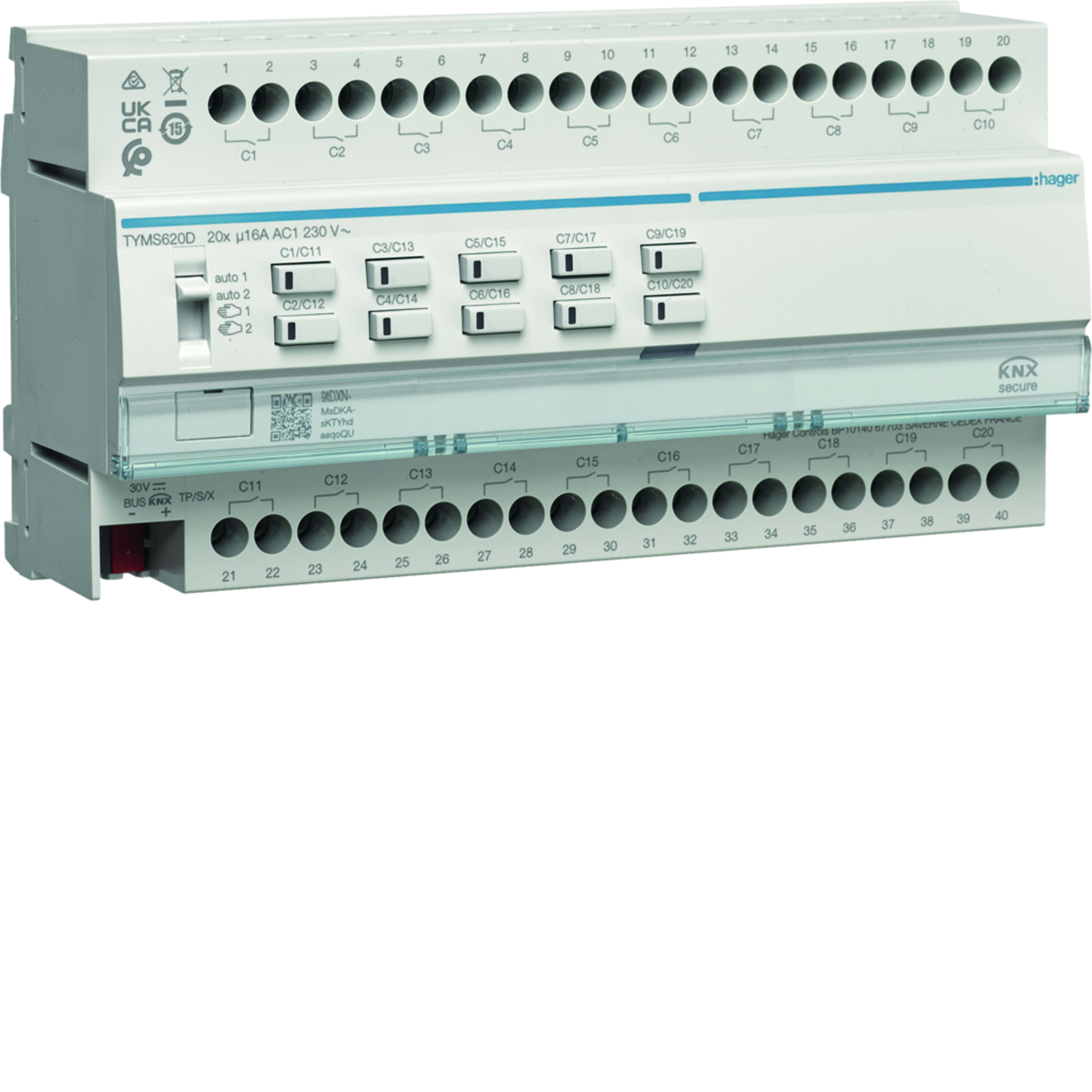 HAGER - HAGTYMS620D MOD.KNX-S 20 OUT 16A AC1 230V C-LOAD 10M