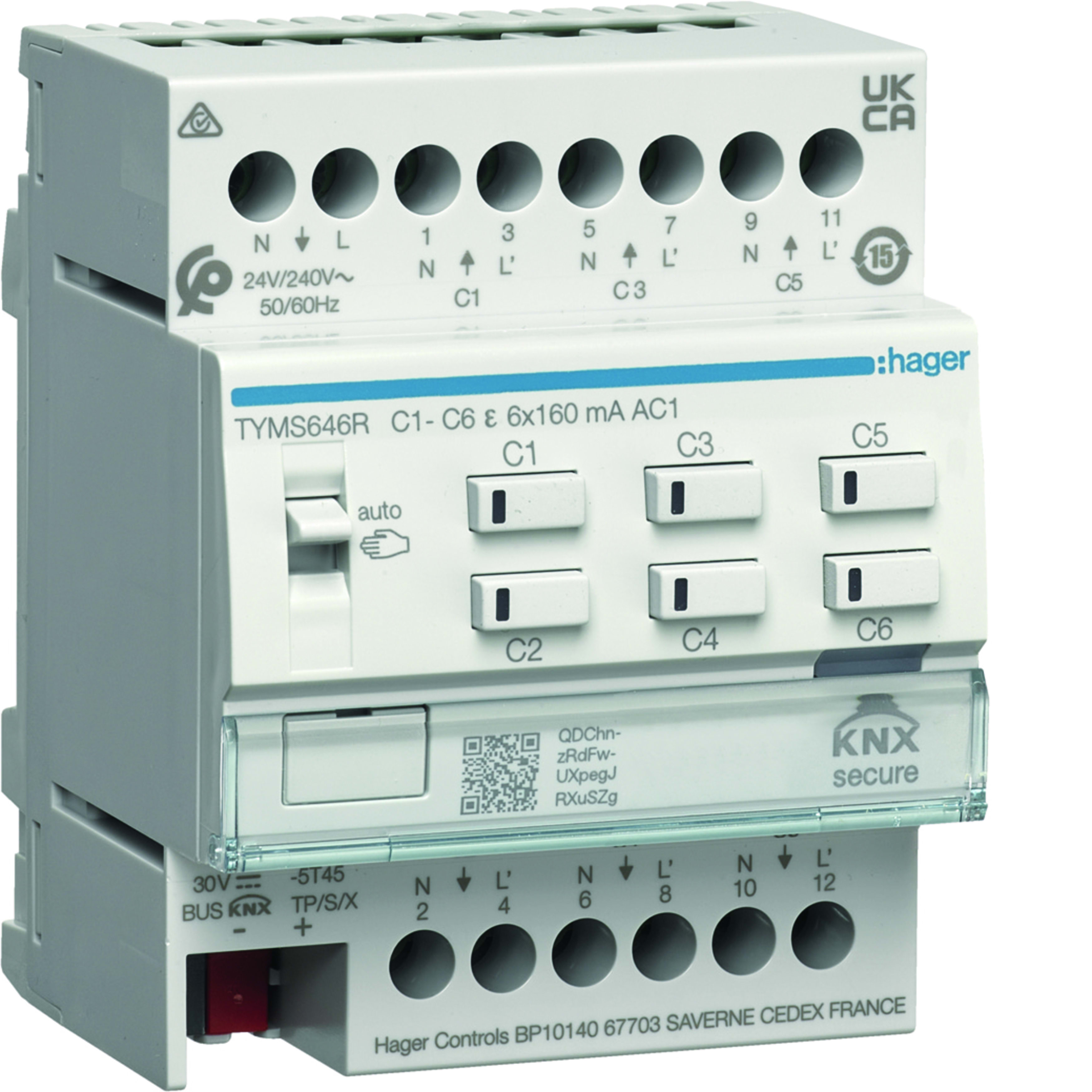 HAGER HAGTYMS646R MOD KNX-SEC 6 OUT 24/230V 4M + 12 TERM