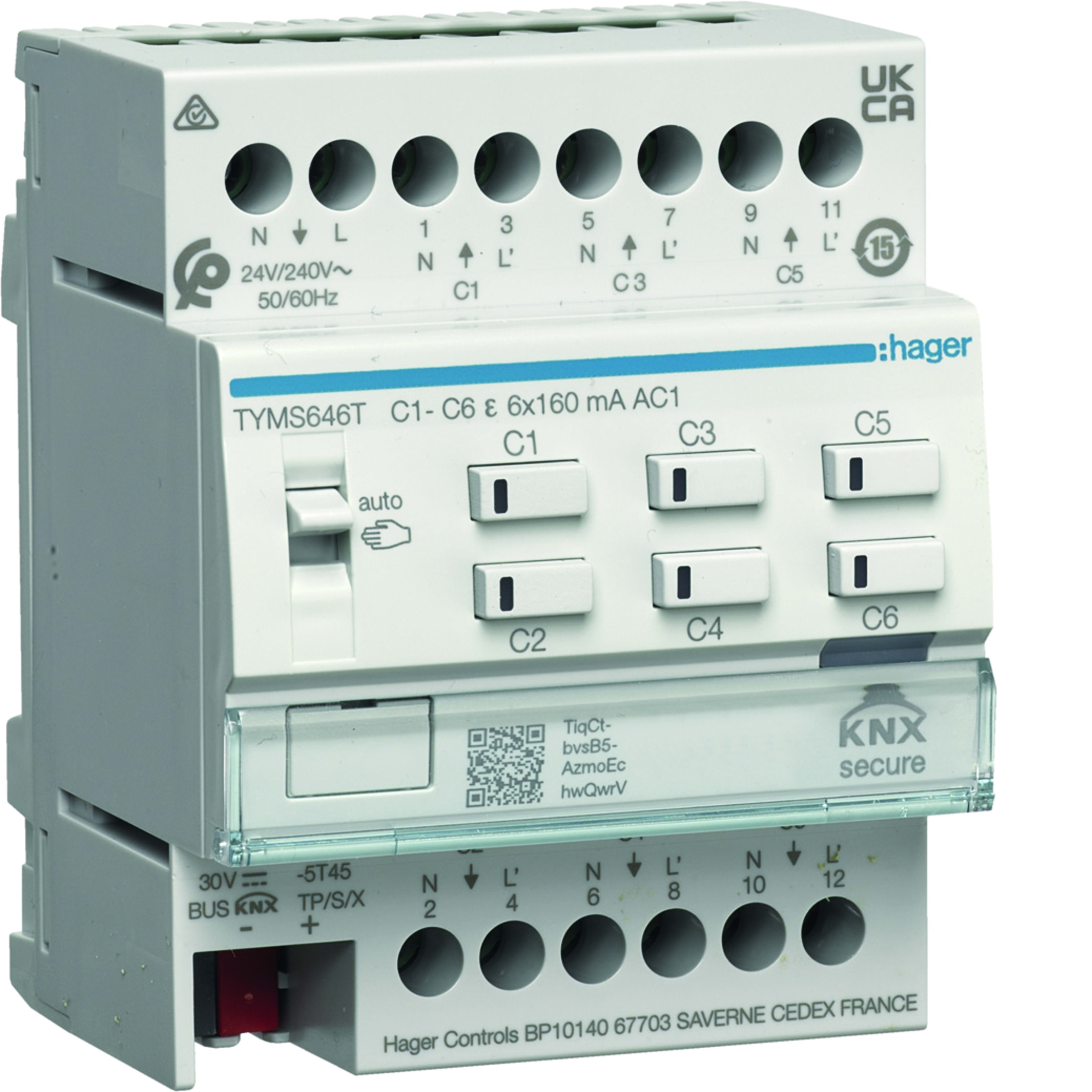 HAGER HAGTYMS646T MOD KNX-SEC 6 OUT TRIAC 24/230V 4M