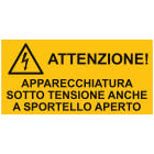 CEMBRE SPA - CEM268502AR TARGA IN ALLUMINIO PER IMPIANTI ELETTRICI, TESTO "ATTENZIONE! APPARECCHIATURA SOTTO TENSIONE ANCHE A SPORTELLO APERTO"