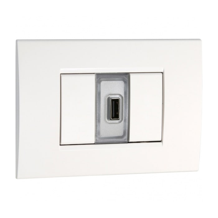 VEMER SPA - VEMVE762400 POWER USB ARGEN. CARIC.5V1,5A 115-230VCA