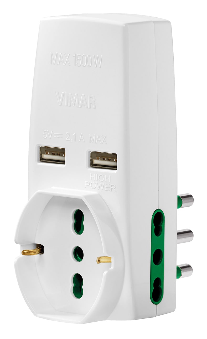 VIMAR SPA - VIW0P00333.B Adattatore S17+2P17/11+univ.+2USB bianco