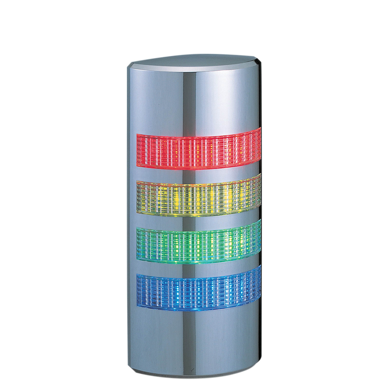 PATLITE EUROPE GMBH PMHWE-402FB-RYGB Torretta 4 moduli, cromata, 24VDC/AC, montaggio diretto, cavo, buzzer