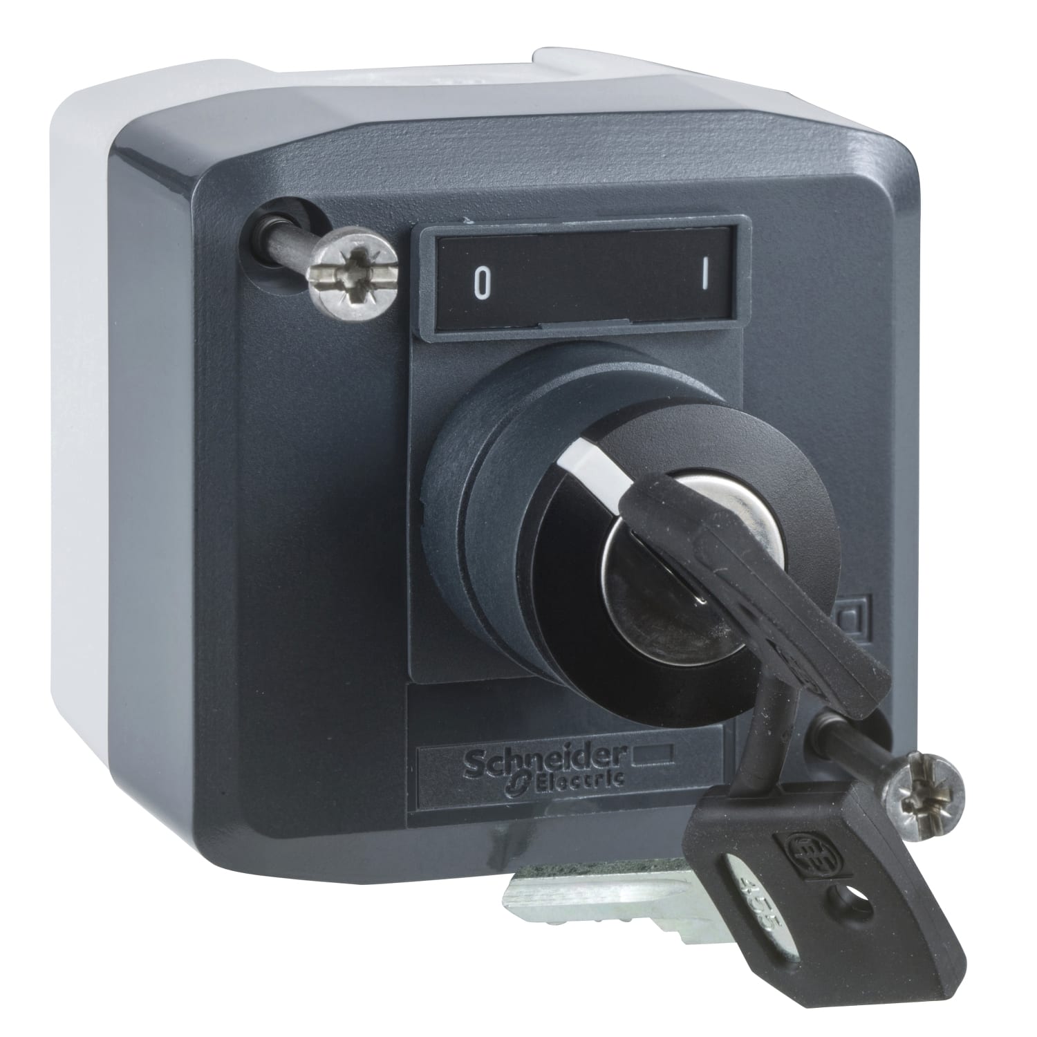 SCHNEIDER ELECTRIC - SNRXALD144 Complete control station, Harmony XALD, XALK, plastic, dark grey lid, 1 selector key switch 22mm, 1NO