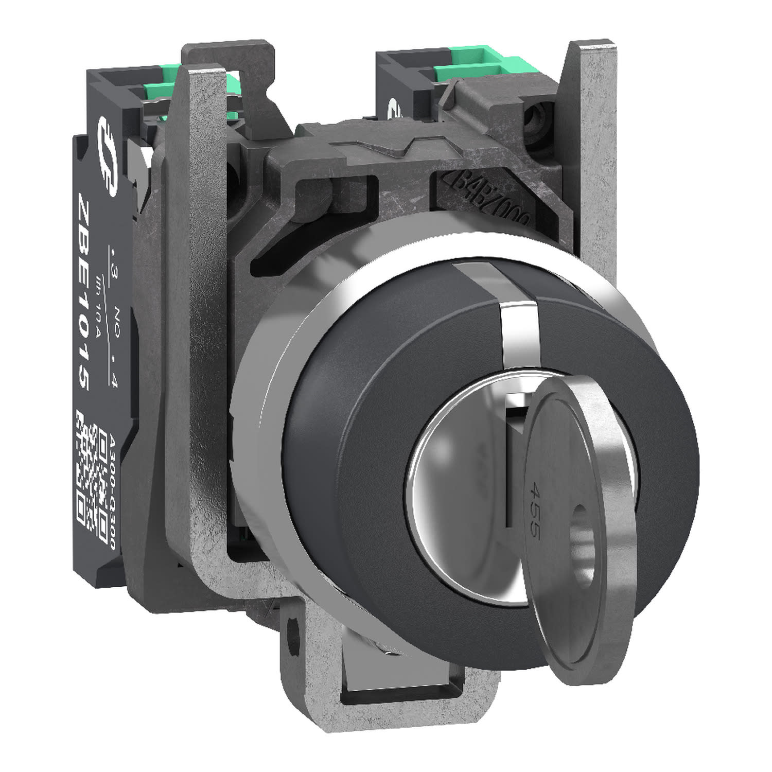 SCHNEIDER ELECTRIC - SNRXB4BG335 Selettore a chiave, Harmony XB4, metallo, nero, 22 mm, chiave 455, 3 posizioni, fisse, estrazione chiave centro, 2 NO, Push in