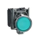 SCHNEIDER ELECTRIC - SNRXB4BW33G5 Illuminated push button, Harmony XB4, metal, green flush, 22mm, universal LED, plain lens, 1NO + 1NC, 110...120V AC