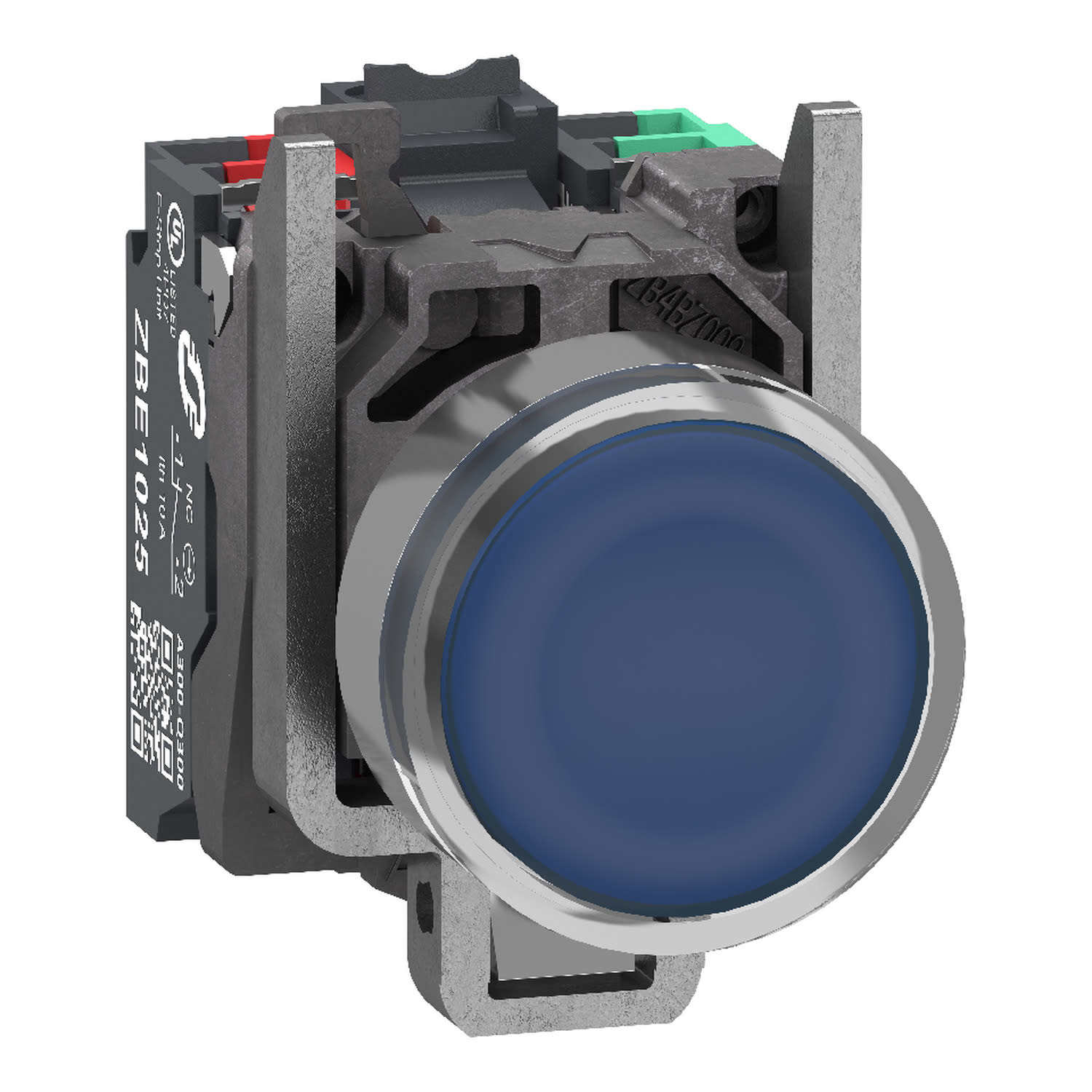 SCHNEIDER ELECTRIC - SNRXB4BW36B55 Pulsante luminoso, Harmony XB4, metallo, blu filoghiera, 22 mm, LED universale, gemma liscia, 1NO + 1NC, 24 V AC DC, Push in