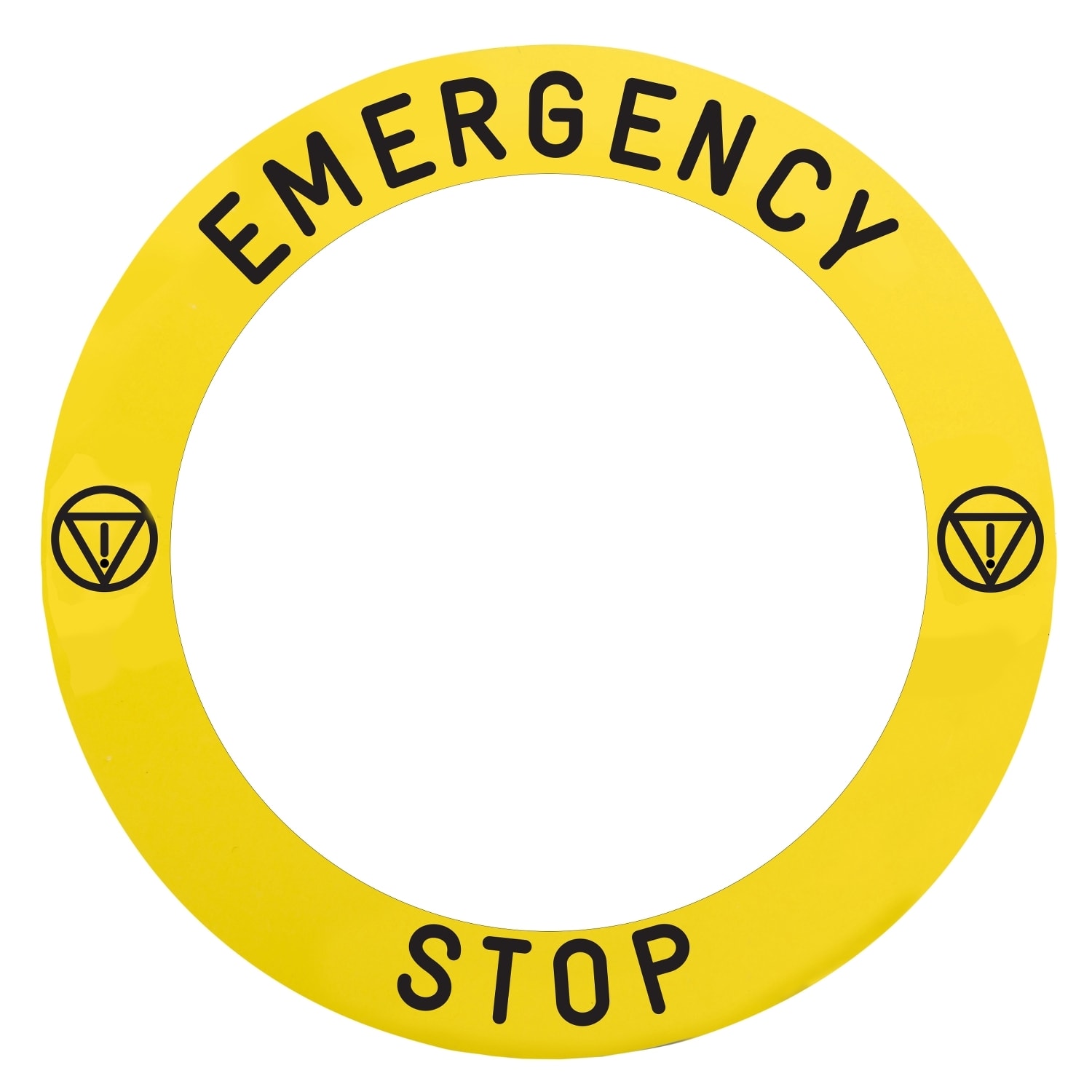 SCHNEIDER ELECTRIC - SNRZBY8L330 Etichetta gialla EMERGENCY STOP diam.90mm specifica per fungo emergenza luminoso