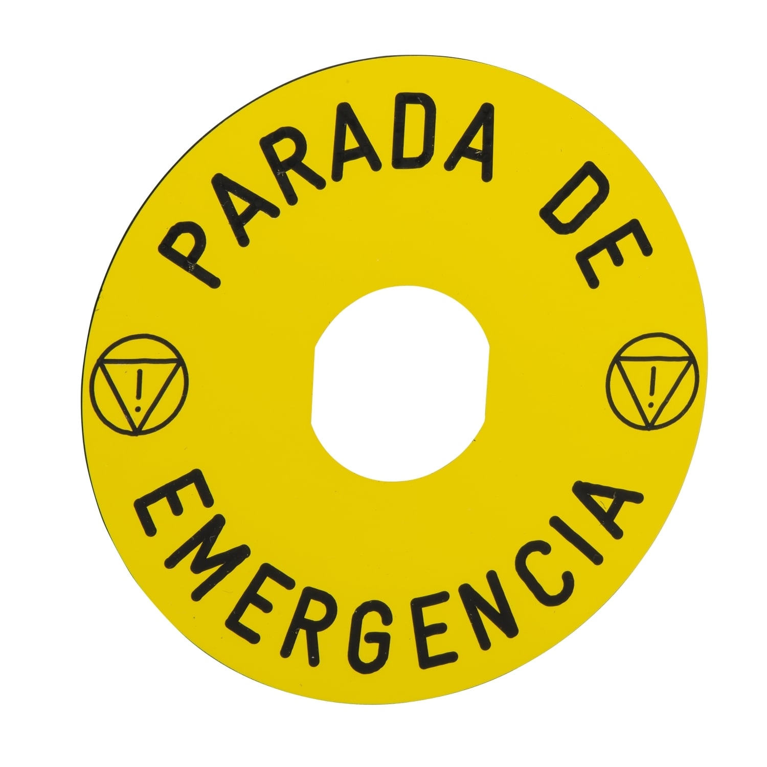 SCHNEIDER ELECTRIC - SNRZBY8430 Etichetta circolare Ø90 per arresto emerg. PARADA DE EMERGENCIA/logo ISO13850