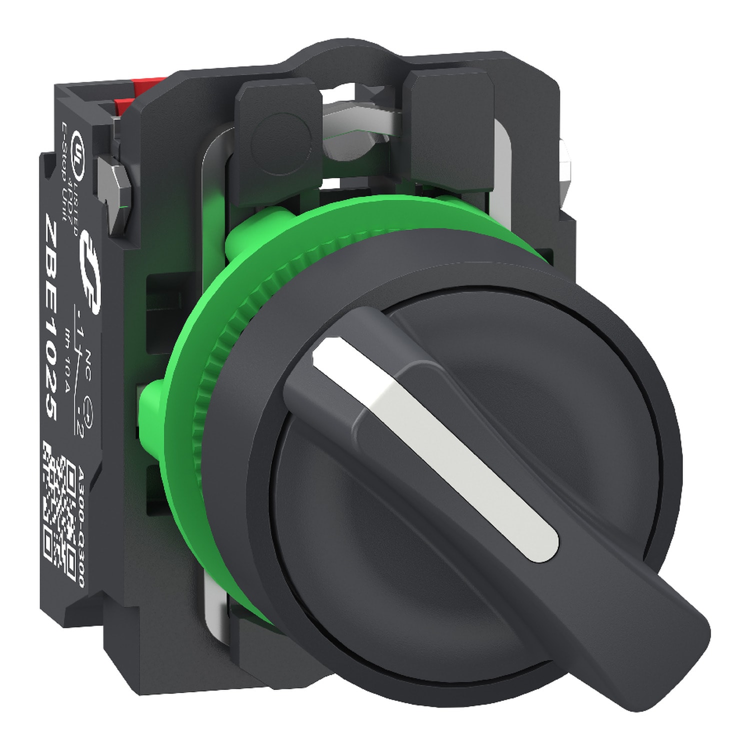 SCHNEIDER ELECTRIC - SNRXB5AD255 Selettore a leva, Harmony XB5, plastica, nero, 22 mm, 2 posizioni, fisso, NO + NC, contatti Push-in
