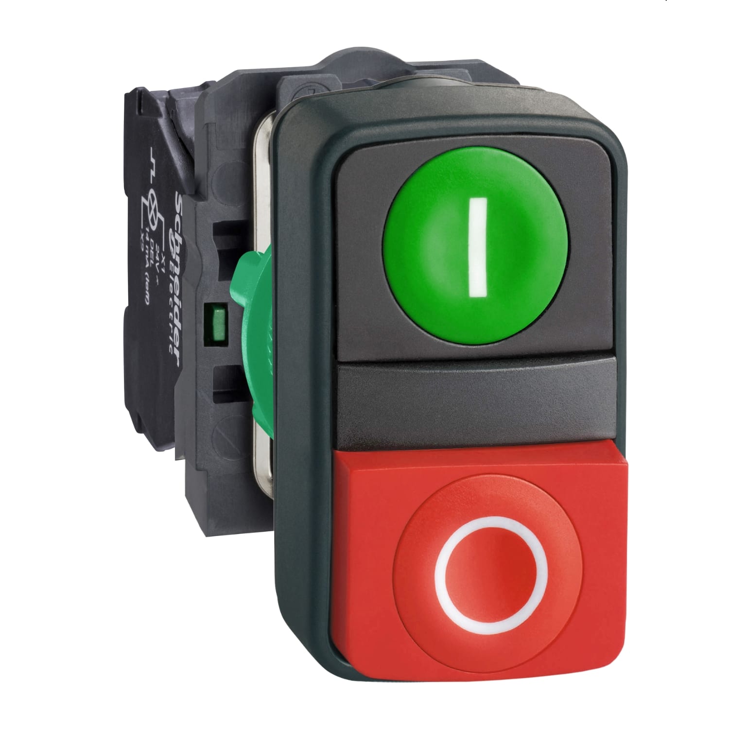 SCHNEIDER ELECTRIC - SNRXB5AL73415 Testa pulsante doppio Ø22 - rossa + verde - 0/I