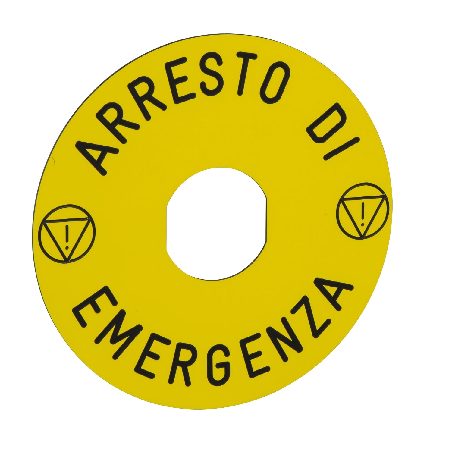 SCHNEIDER ELECTRIC - SNRZBY8630 Etichetta circolare Ø90 per arresto emerg. ARRESTO DE EMERGENZA/logo ISO13850