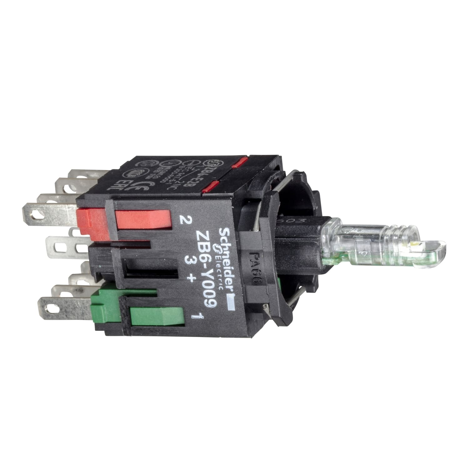 SCHNEIDER ELECTRIC - SNRZB6ZB31B Corpo pulsante luminoso Ø16 - LED integrato verde 1NO