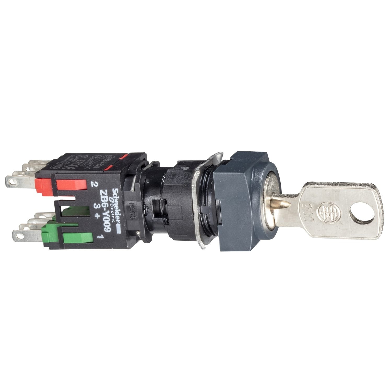 SCHNEIDER ELECTRIC - SNRXB6CGC5B Selettore a chiave quadrato Ø16 - 2 POSIZ. - plastica - 1 NO + 1 NC
