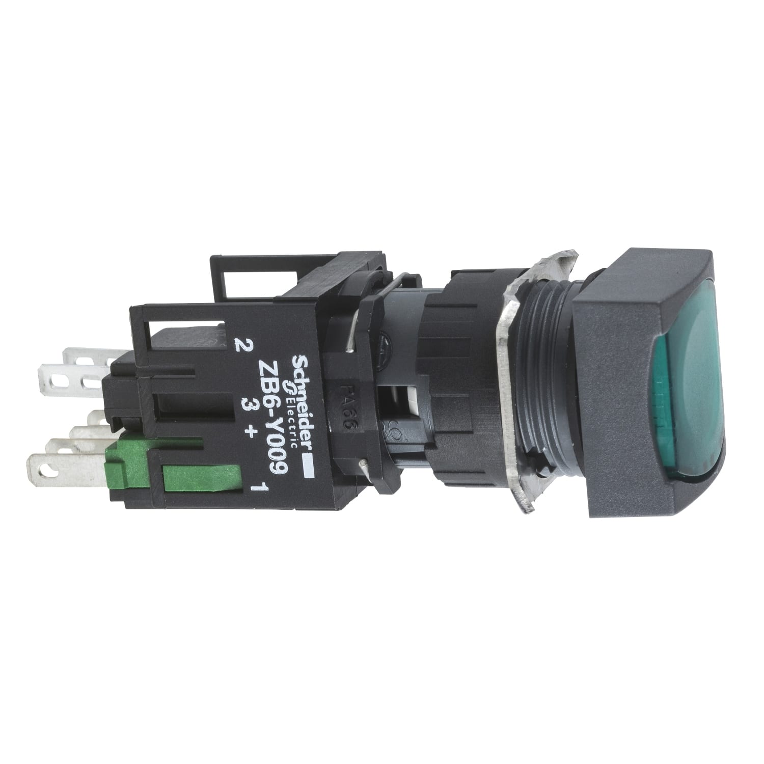 SCHNEIDER ELECTRIC - SNRXB6CF3B5B Pulsante luminoso verde Ø16 - quadrato ad aggancio - 12..24V - 1NO+1NC