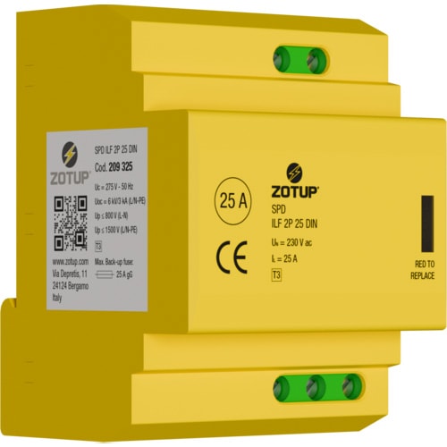 ZOTUP SRL ZOT209325 ILF 2P 25 DIN SPD TIPO 3 FILTRO 25 A TT