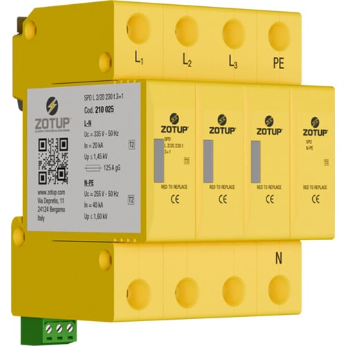 ZOTUP SRL ZOT210025 L 2/20 230 T 3+1 SPD TIPO 2 IN 20 KA TT