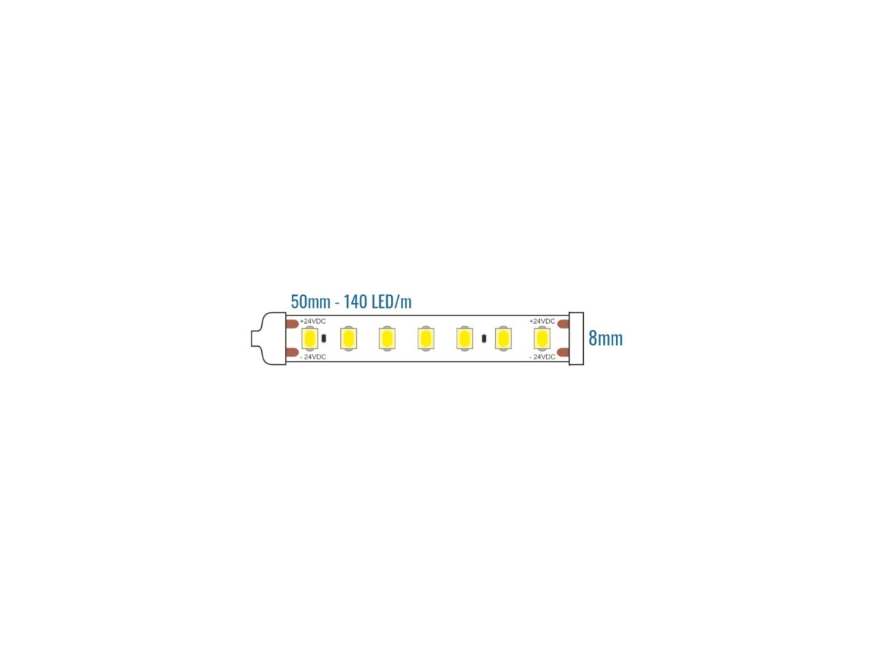 LEF LIGHTING SRL - LEFA41H24140A30 STRIP LED 24V 9.6W 3000K IP65 1140LM