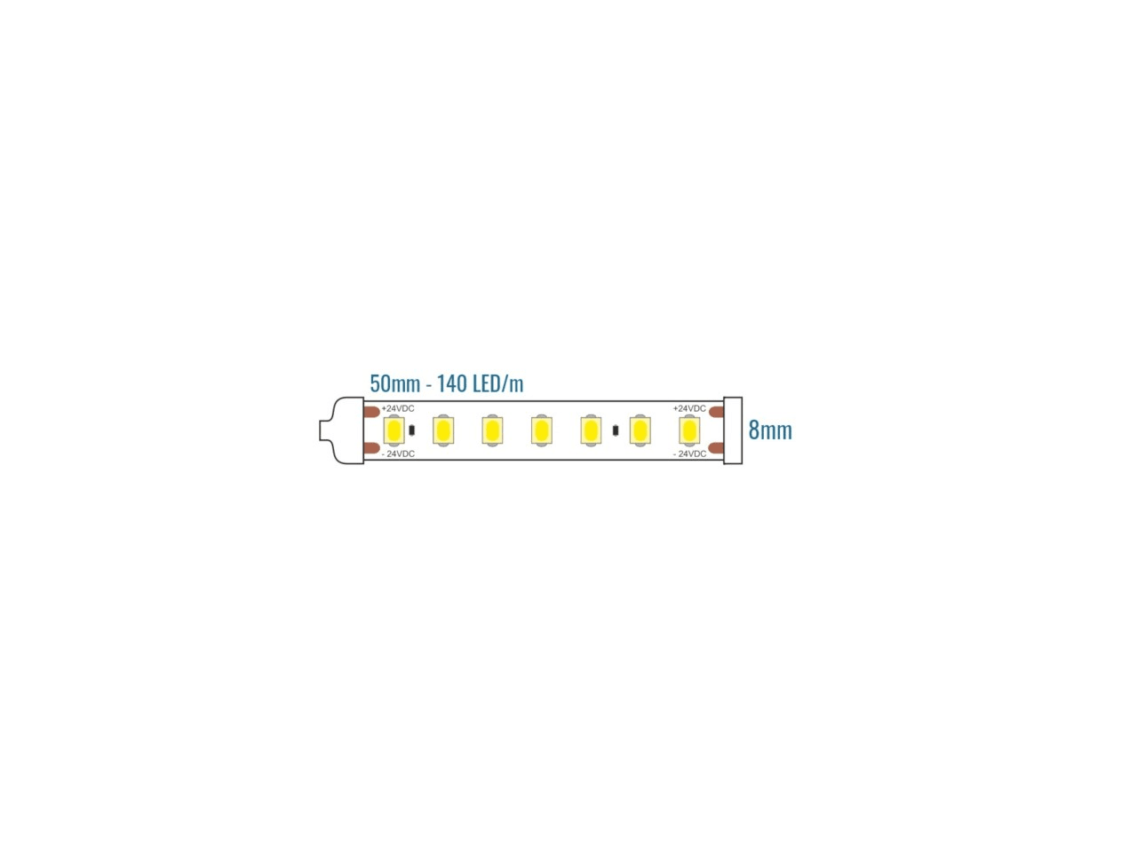 LEF LIGHTING SRL - LEFA41H24140A30 STRIP LED 24V 9.6W 3000K IP65 1140LM