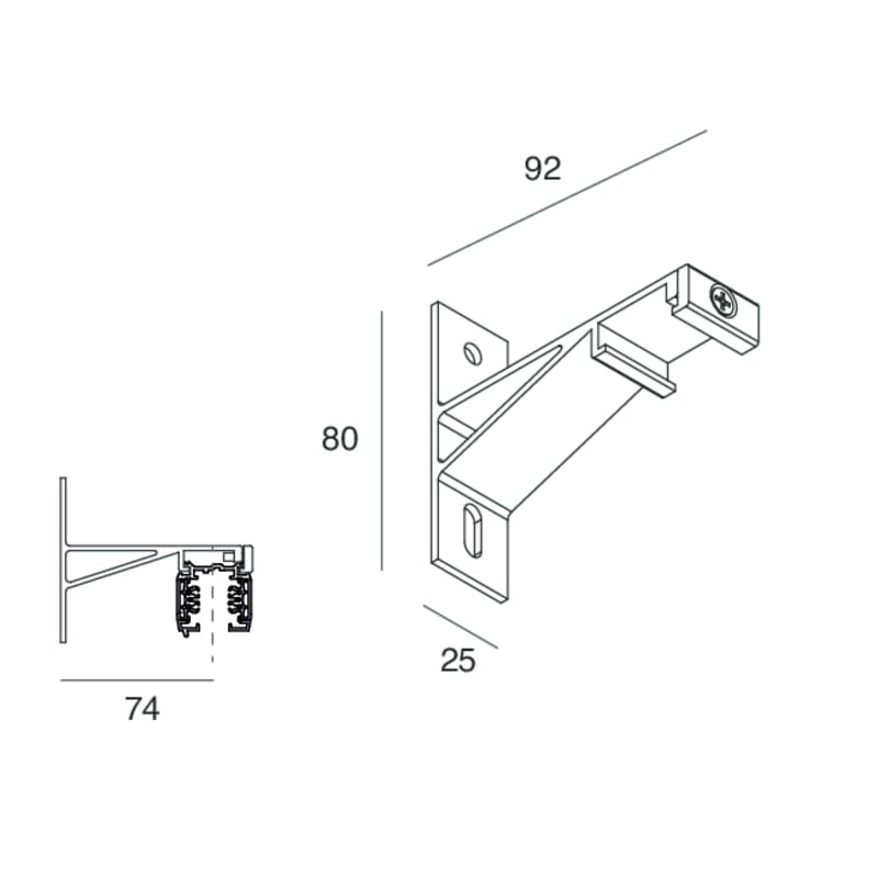 NOVALUX SPA - NOX106724.02 STAFFA DI FISSAGGIO A PARETE (1pz) Vedere schema dei carichi per la quantit? di staffe.