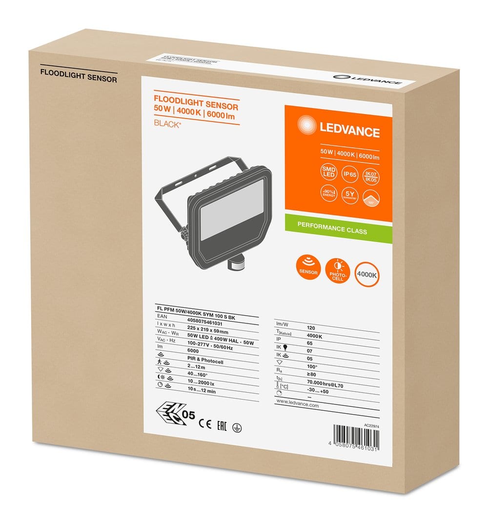 LEDVANCE LDVFLOOD50840BSG3 FL PFM 50W/4000K SYM 100 S BK LEDV