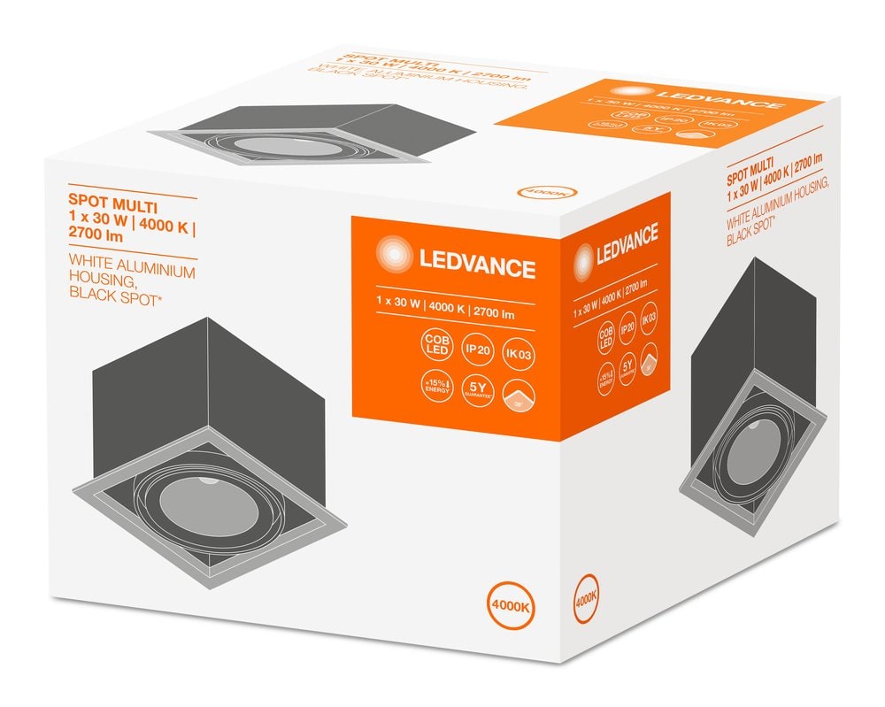 LEDVANCE LDVSPMUL1X30840FL SP MULTI 1X30W/4000K FL WT/BK LEDV