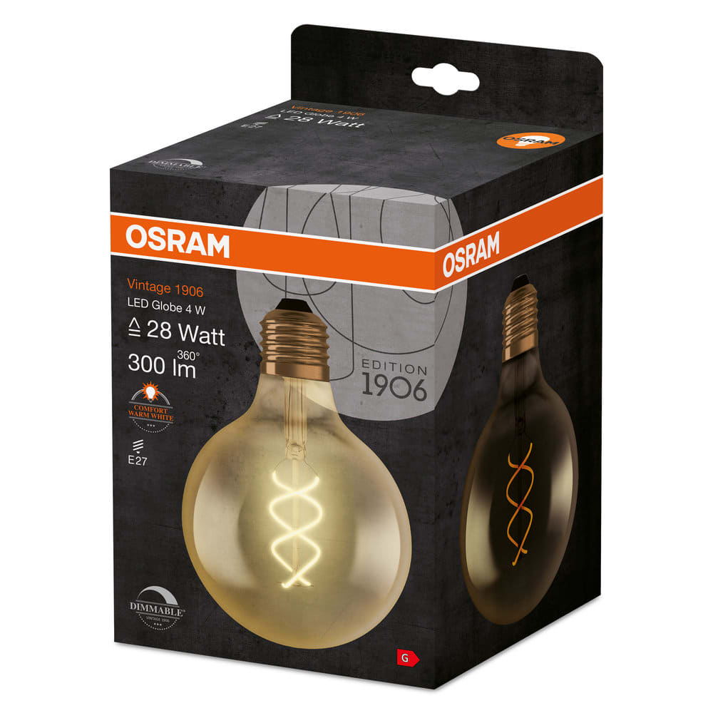 LEDVANCE LDVLED270008BOX1 1906LEDGLBD 4W/820 230VFILGD E27FS1OSRAM