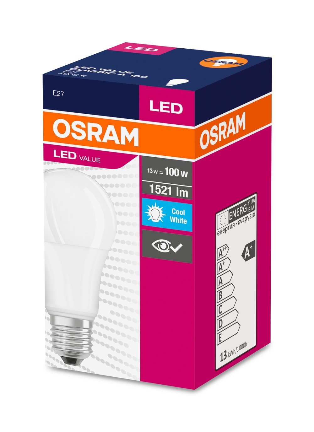 LEDVANCE LDVVCA100840SG6 VALUECLA100 13W/840 230VFR E27 FS1 OSRAM