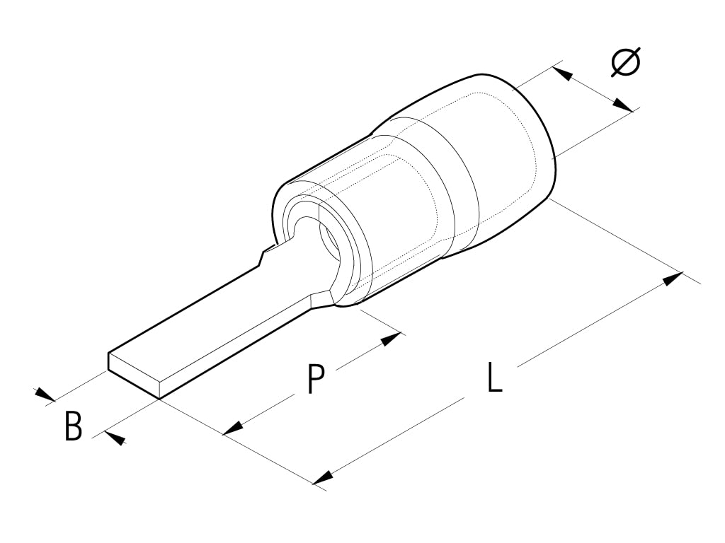CEMBRE SPA - CEMBKY-PP12 CAPOCORDA A PUNTALE PIATTO RINFORZATO ANTIVIBRANTE, PREISOLATO IN PA6.6, BLU, PER CONDUTTORI IN RAME, HALOGEN FREE, SEZIONE 1,5-2,5mmq 13x3mm