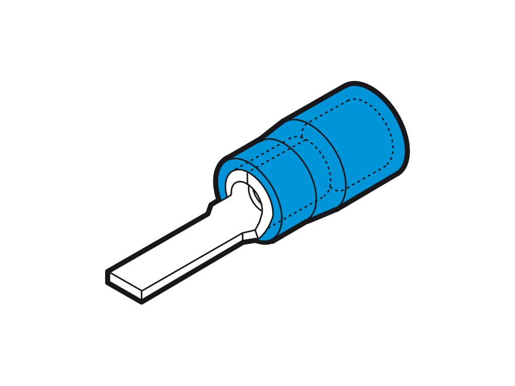 CEMBRE SPA - CEMBP-PP16/25 CAPOCORDA A PUNTALE PIATTO, PREISOLATO IN POLICARBONATO, BLU, PER CONDUTTORI IN RAME, HALOGEN FREE, P=17,2x2,5mm SEZIONE 1,5-2,5 mmq