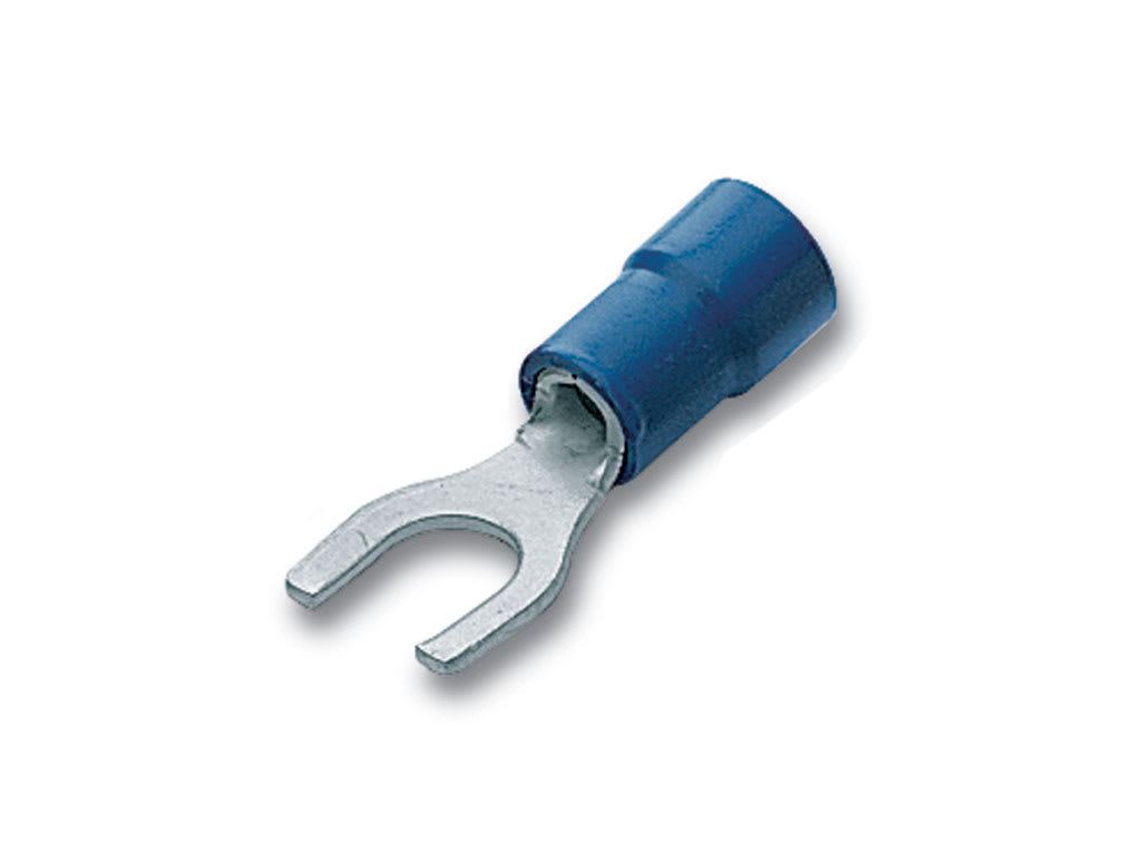 CEMBRE SPA - CEMBF-U8 CAPOCORDA A FORCELLA, PREISOLATO IN PVC, BLU, PER CONDUTTORI IN RAME, VITE 8mm SEZIONE 1,5-2,5 mmq