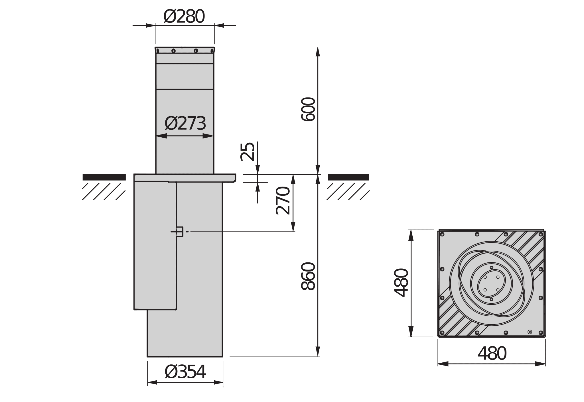 BFT BFT2601339 PILLAR B 275/600.6C L SD LUCI SEC DEV