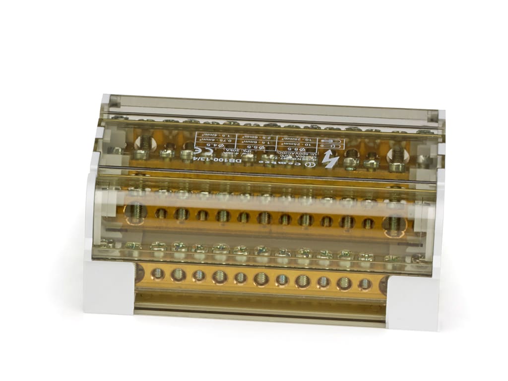 CEMBRE SPA - CEMDB100-13/4 RIPARTITORE TETRAPOLARE SERIE DBLOCK, A SERRAGGIO DIRETTO, 100A 15 VIE SEZIONE INGRESSO 25mmq