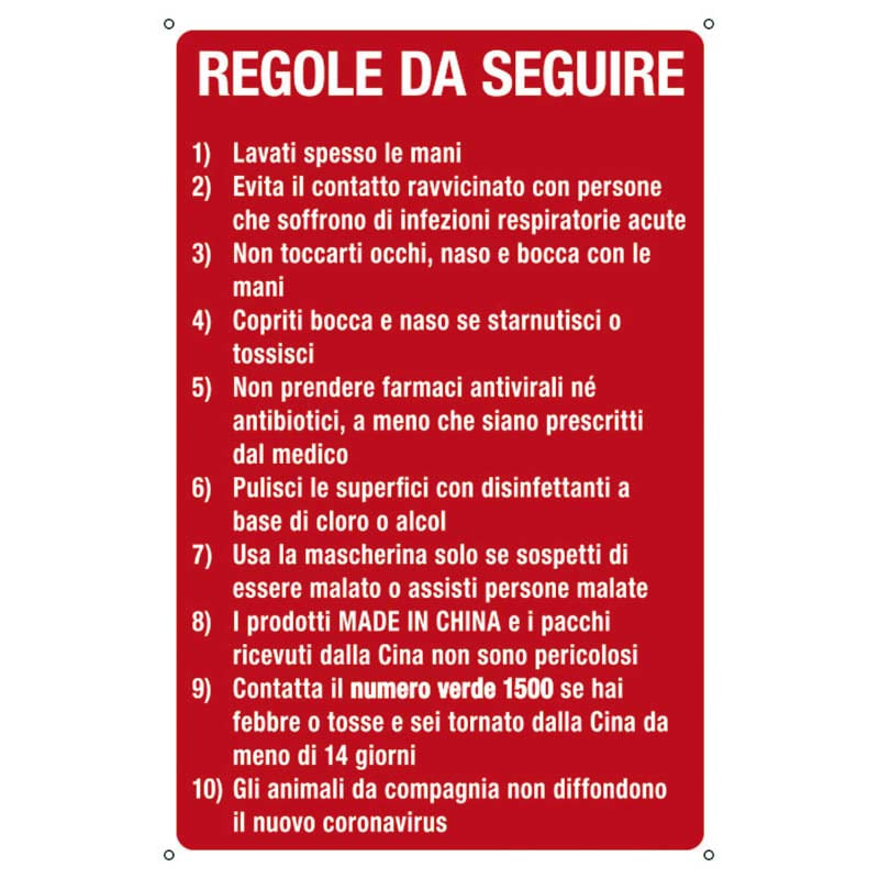 ELCART DISTRIBUTION ERT352100000 CARTELLO REGOLE DA SEGUIRE