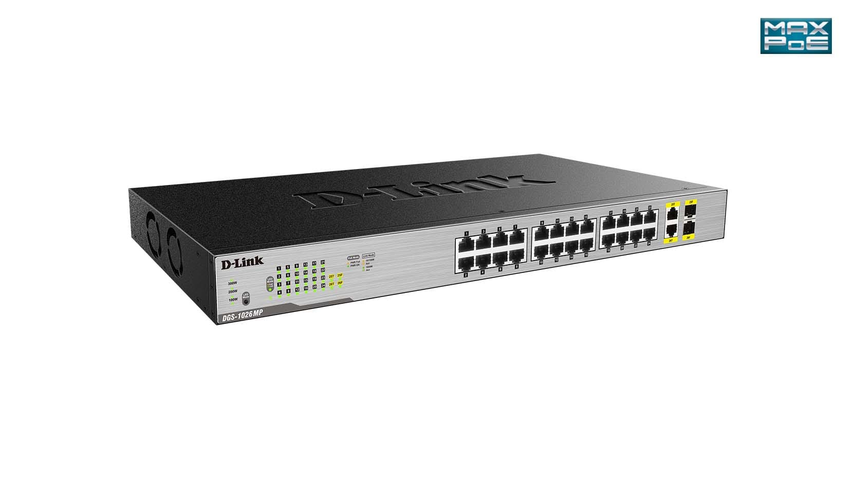D-LINK MEDITERRANEO DLKDGS-1026MP SWITCH UNMANAGED 24X1GB POE+370W 2XSFP R
