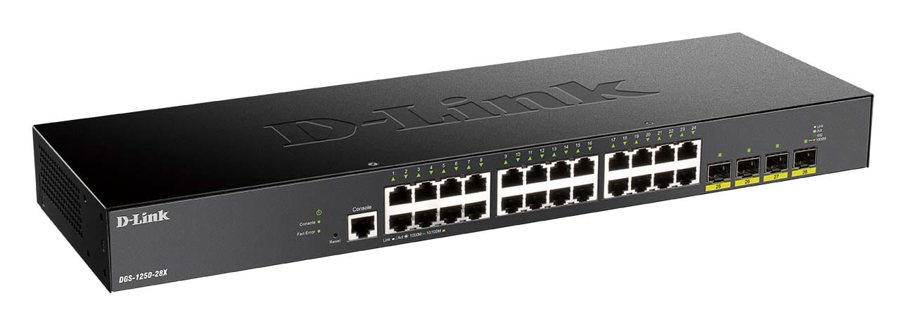 D-LINK MEDITERRANEO - DLKDGS-1250-28X SMART SWITCH 24 X 1GB, 4 X SFP+, RACK