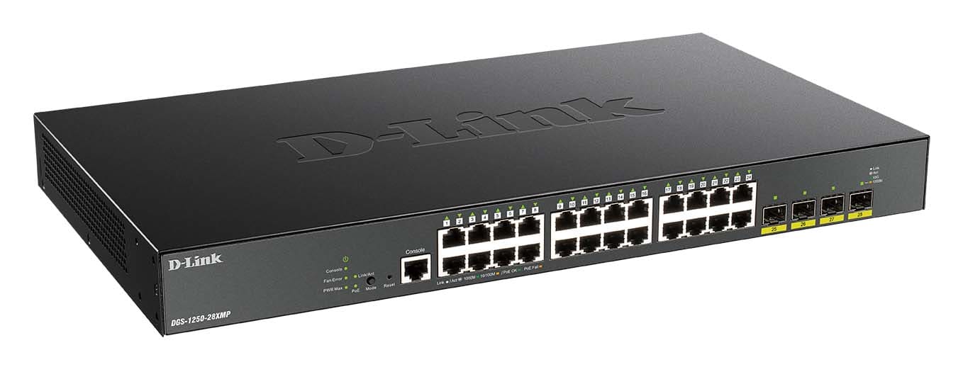 D-LINK MEDITERRANEO - DLKDGS-1250-28XMP SWITCH SMART 24X1GB, POE 370W, 4XSFP+, R