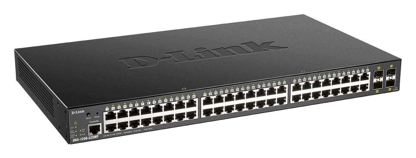 D-LINK MEDITERRANEO - DLKDGS-1250-52XMP SMART SWITCH 48X1GB, POE 370W 4XSFP+, RA