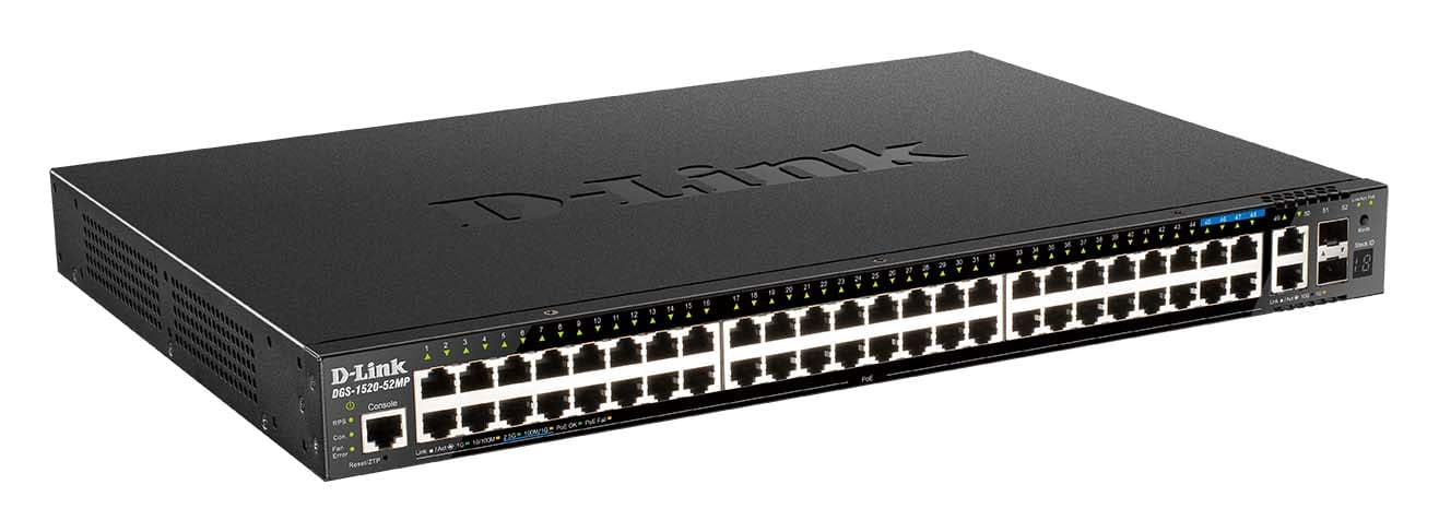 D-LINK MEDITERRANEO - DLKDGS-1520-52MP SWITCH SMART 44X1+4X2,5GPOE370W,2XSFP,2X