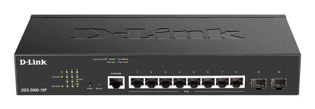 D-LINK MEDITERRANEO DLKDGS-2000-10P SWITCH GEST L2+ 8 X 1GB POE (65W), 2 X S